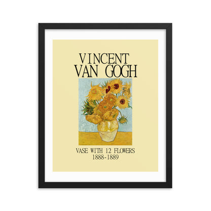 Van Gogh Vase with 12 Sunflowers Framed Print