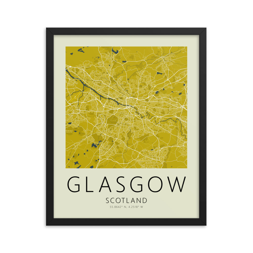 Glasgow Map Framed Print