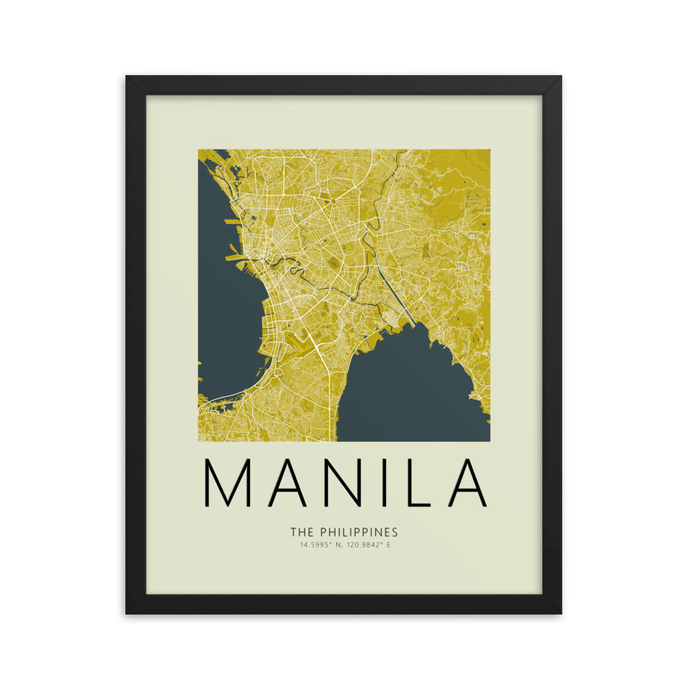 Manila Map Framed Print