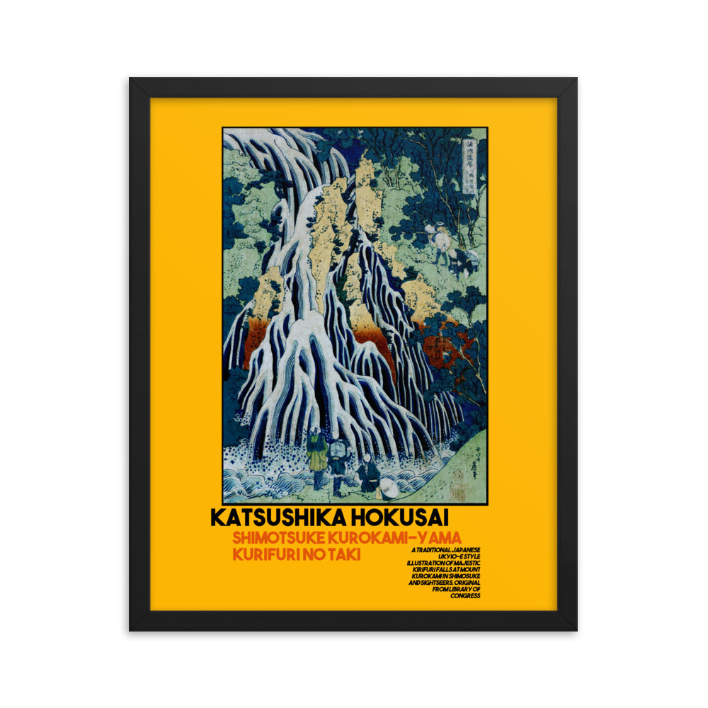 Shimotsuke Kurokami-Yama Kurifuri no Taki by Katsushika Hokusai Framed Print