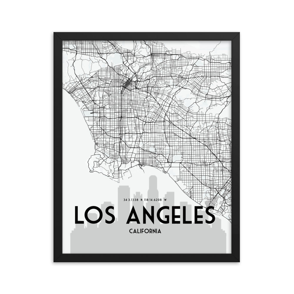 Los Angeles Map Framed Print