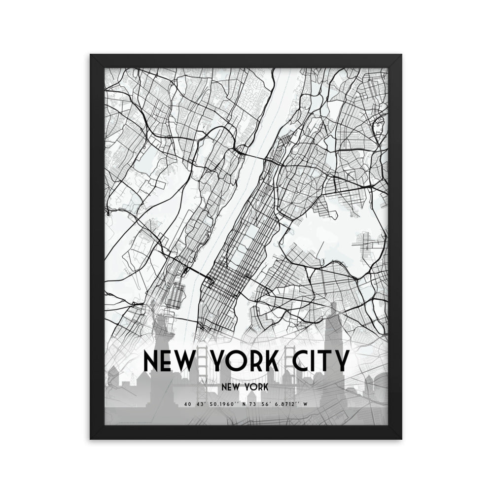 New York City Map Framed Print