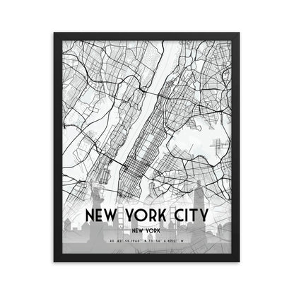 New York City Map Framed Print