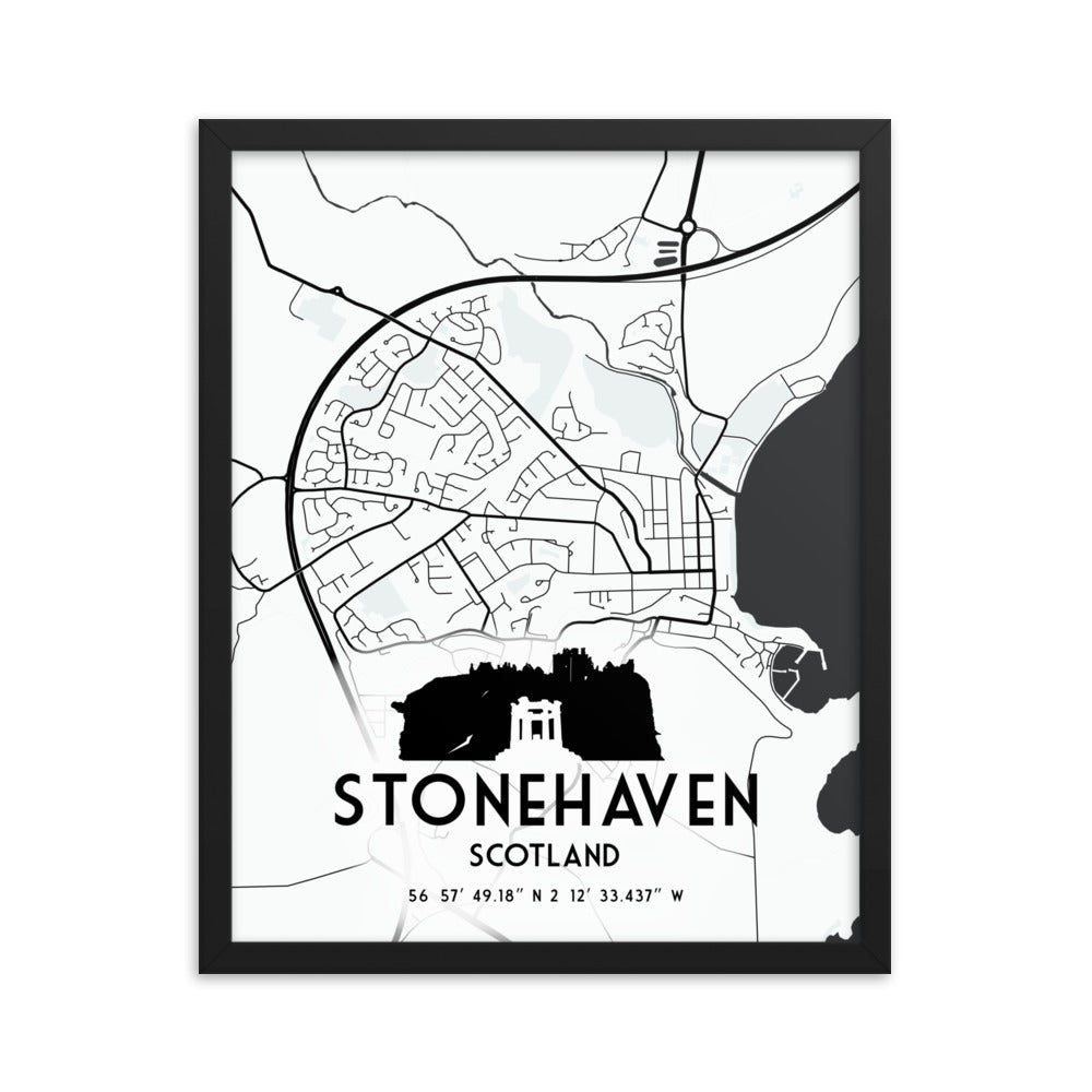 Stonehaven Map Framed Print