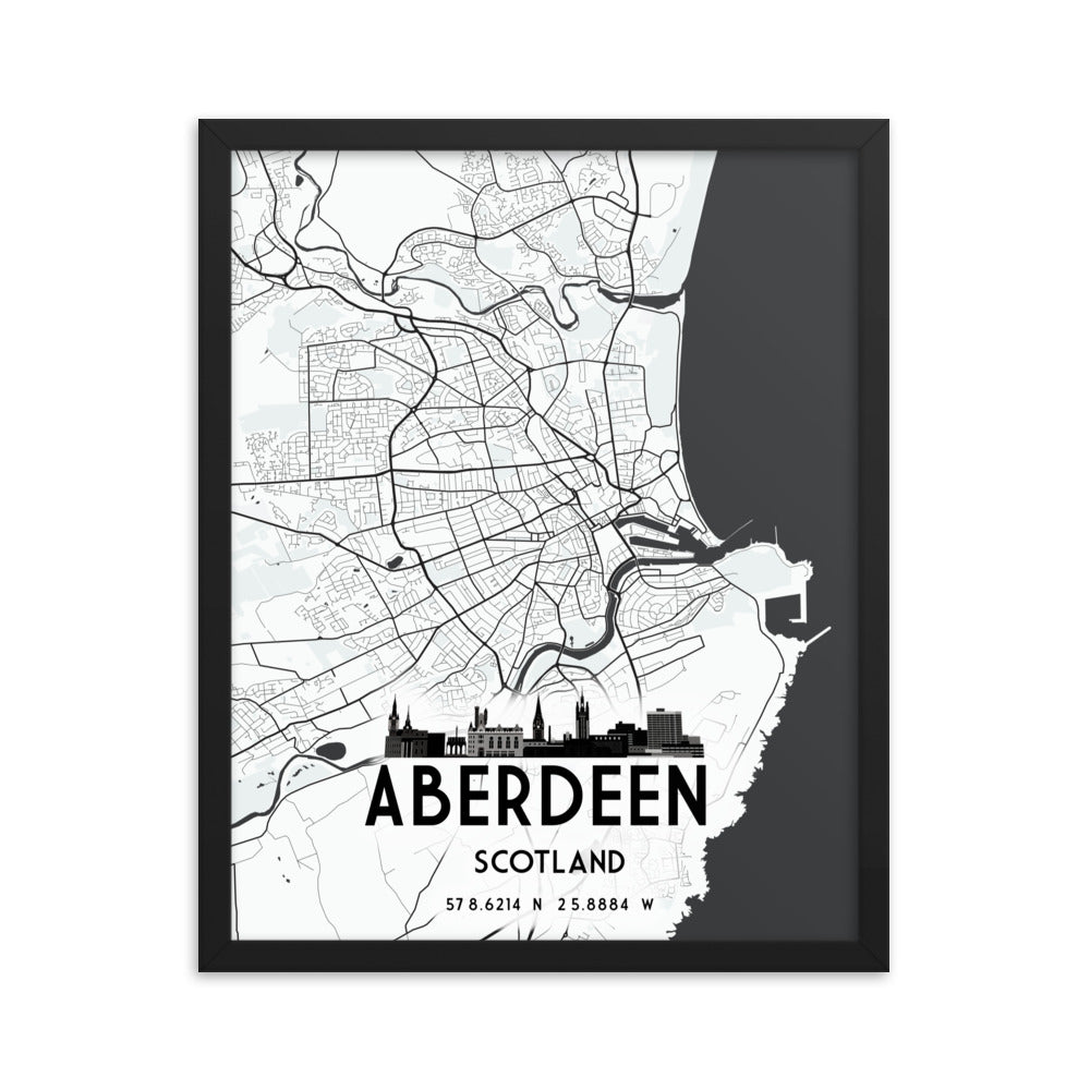 Aberdeen Map Framed Print