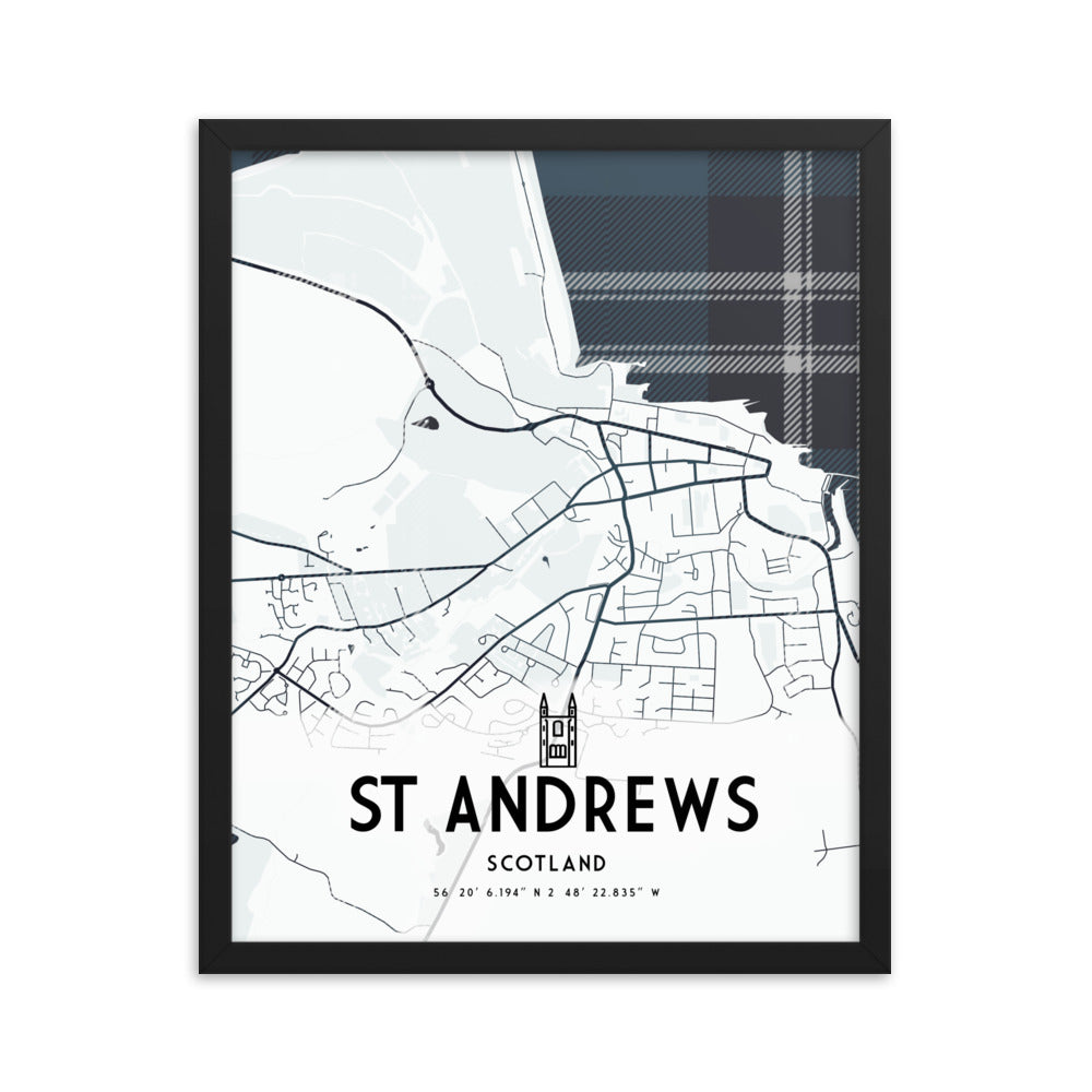 St Andrews Map Framed Print