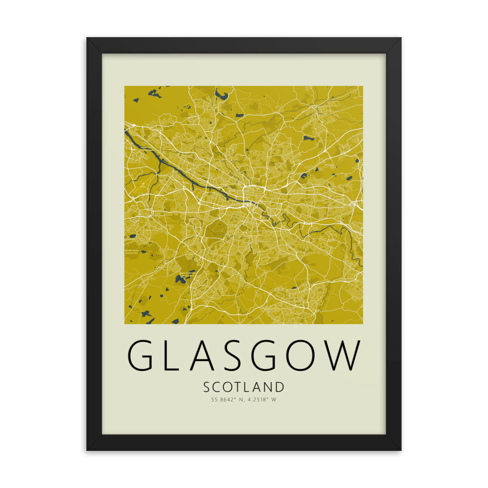 Glasgow Map Framed Print