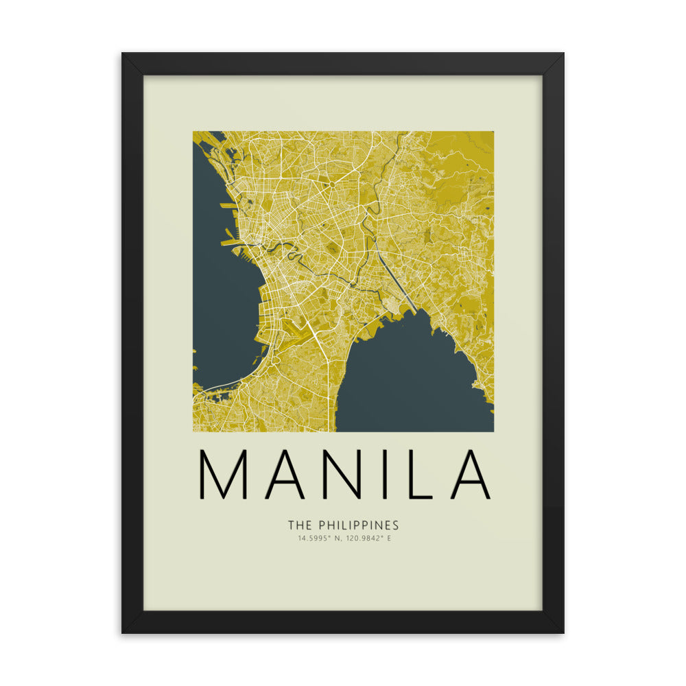 Manila Map Framed Print