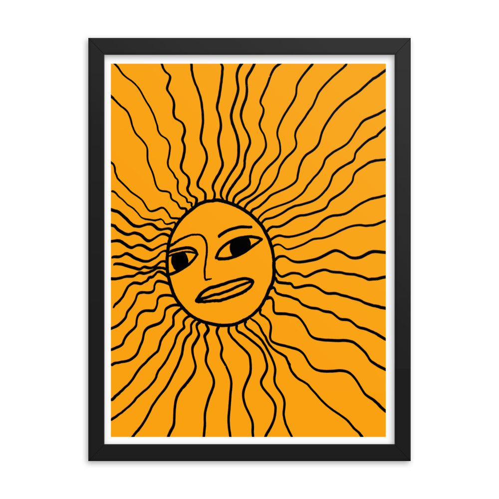 Abstract Doodled Sun Framed Print