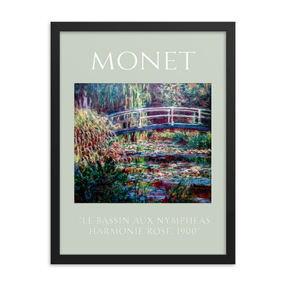 Le Bassin aux nymphéas, harmonie rose by Claude Monet Framed Print