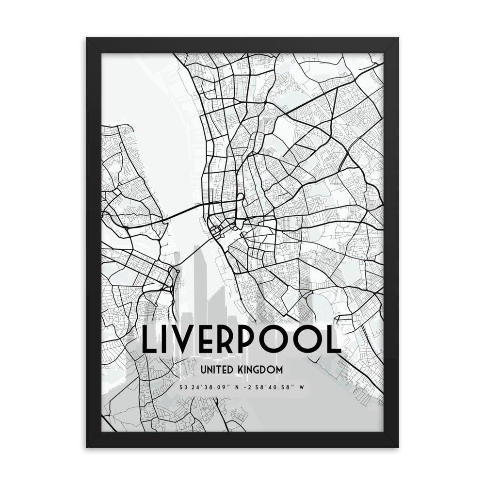 Liverpool Map Framed Print