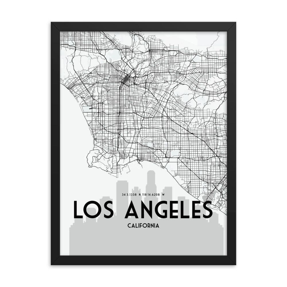 Los Angeles Map Framed Print