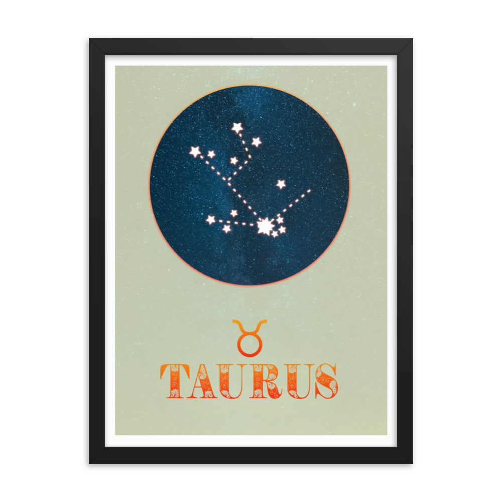 Taurus star sign zodiac framed wall art print 