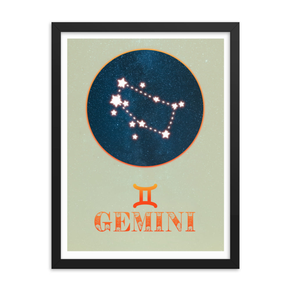 gemini star sign zodiac framed wall art poster