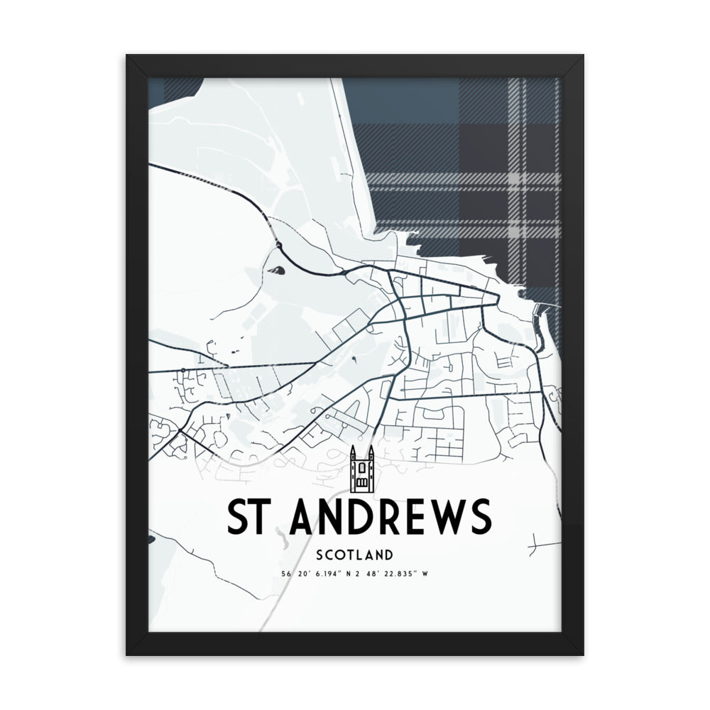 St Andrews Map Framed Print