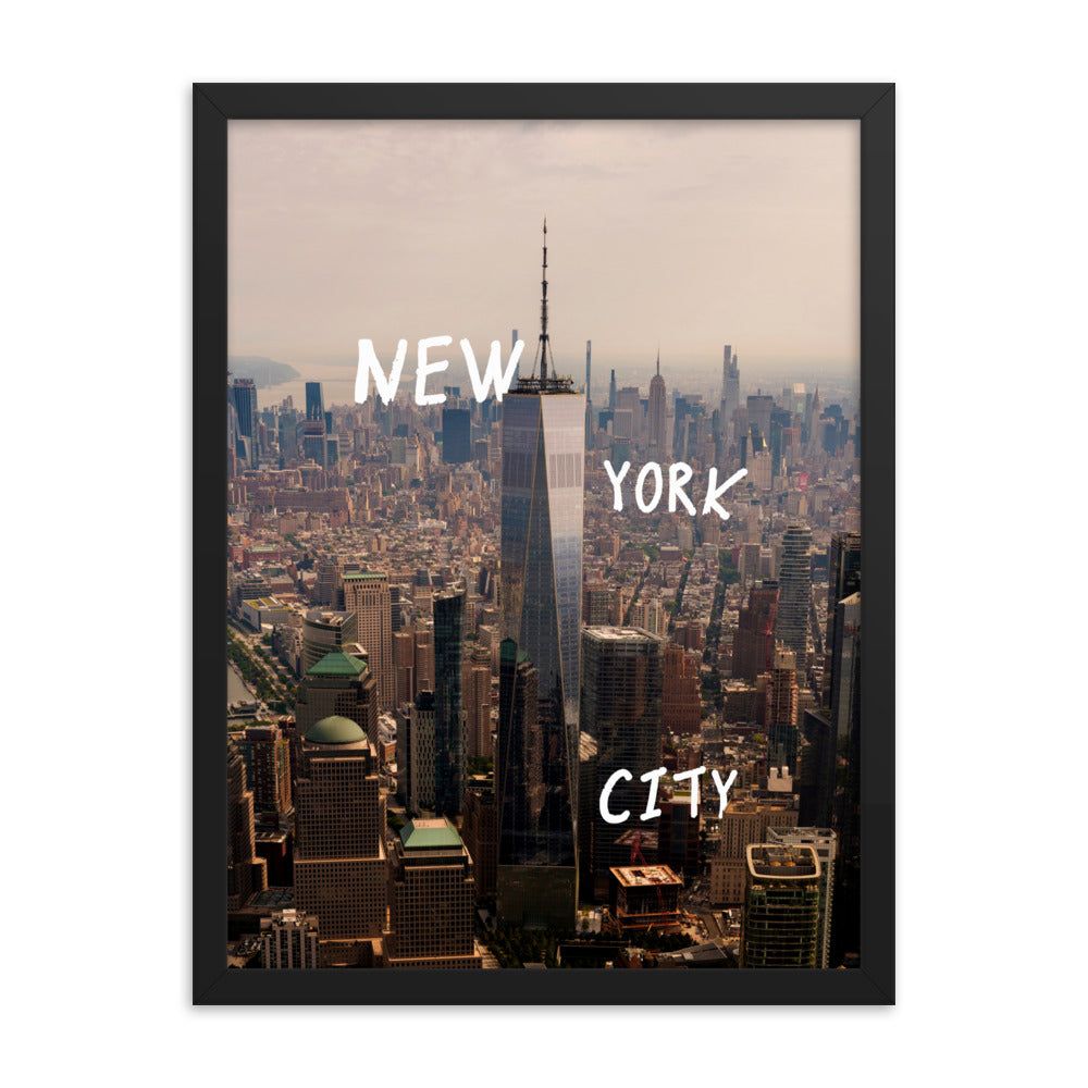 New York City in Text Framed Print