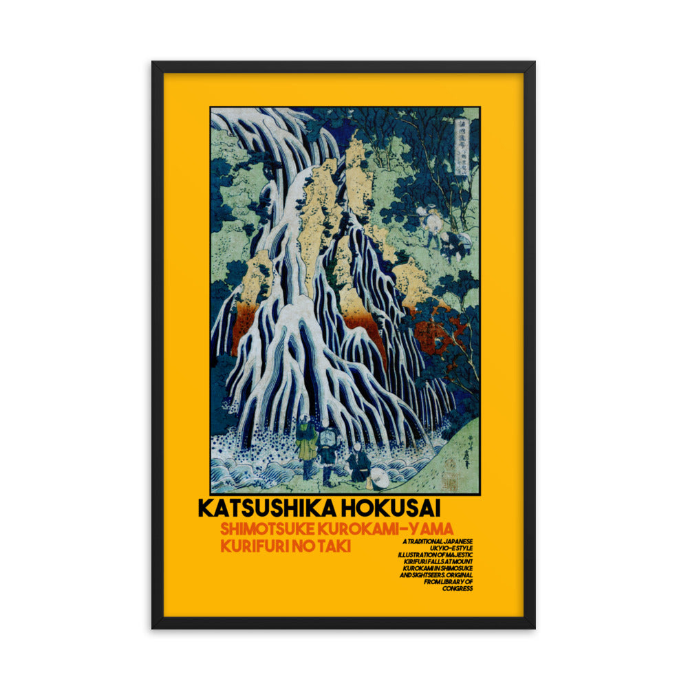 Shimotsuke Kurokami-Yama Kurifuri no Taki by Katsushika Hokusai Framed Print