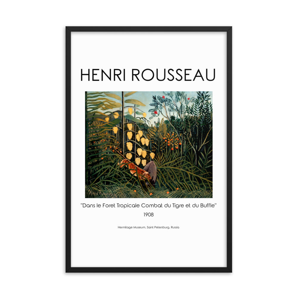 Henri Rousseau - Tropical Forest: Battling Tiger and Buffalo Framed Print 