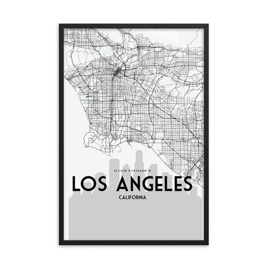 los angeles map framed poster print 