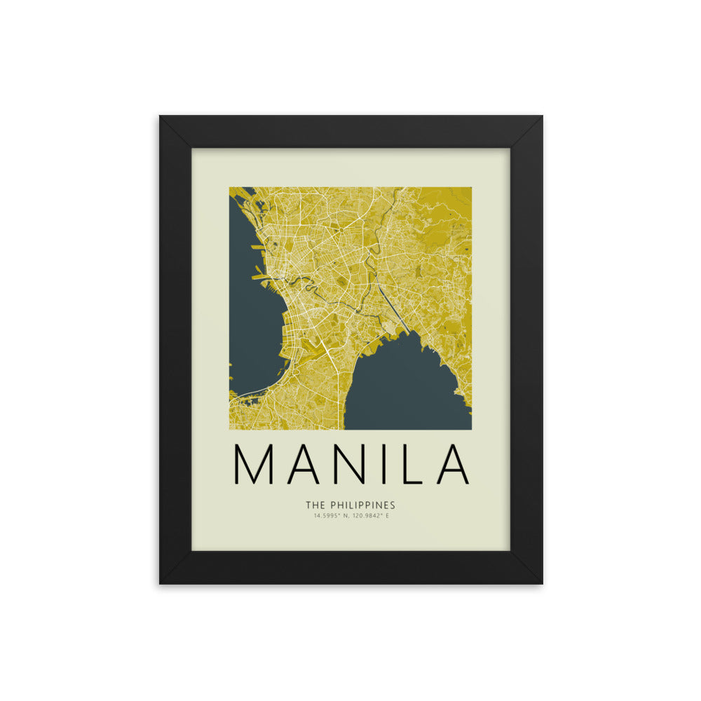 Manila Map Framed Print