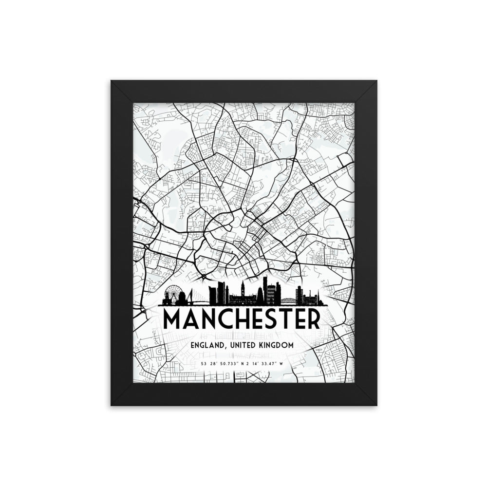 Manchester Map Framed Print