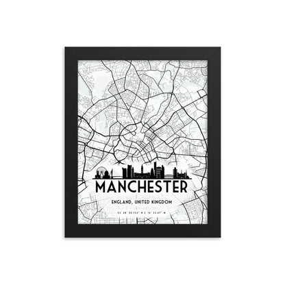 Manchester Map Framed Print