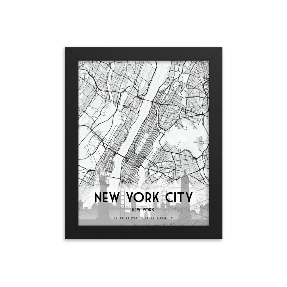 New York City Map Framed Print