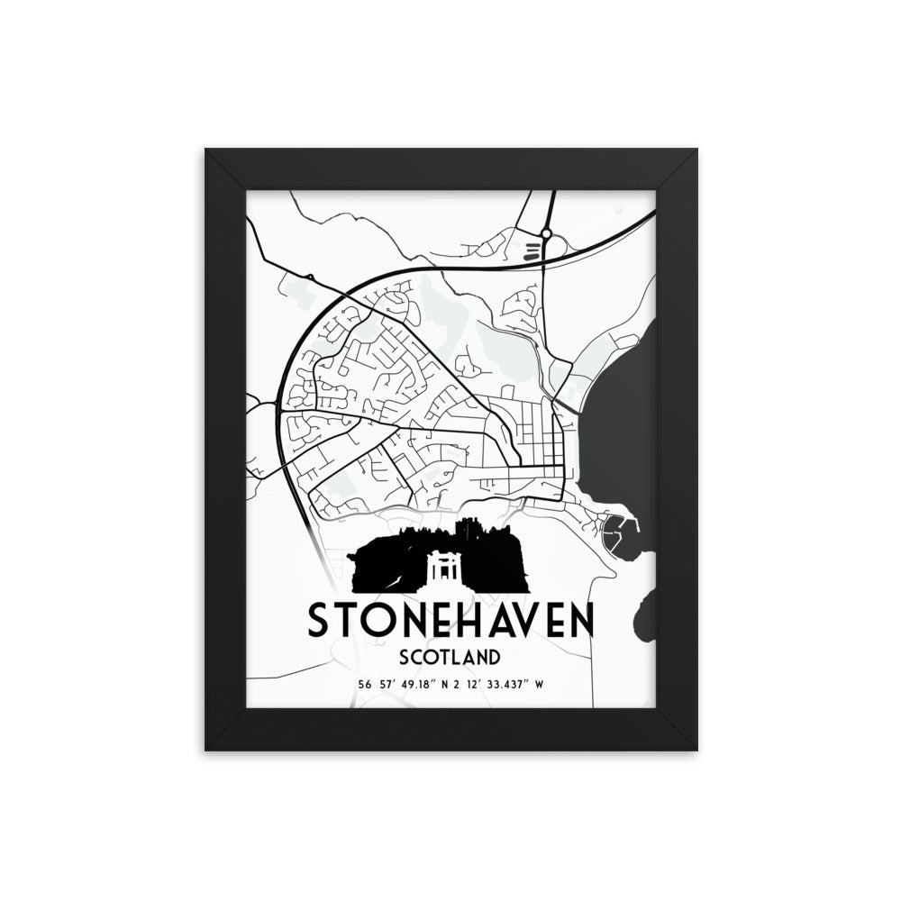 Stonehaven Map Framed Print