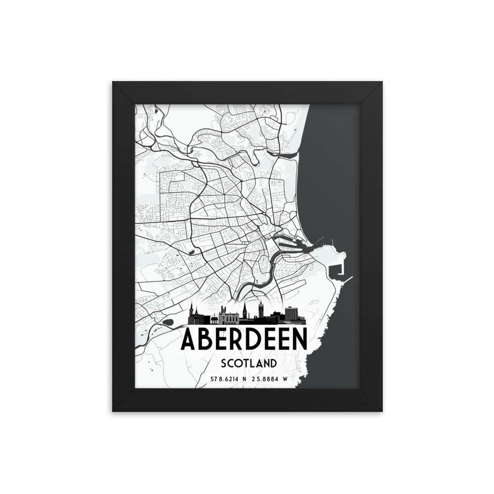 Aberdeen Map Framed Print