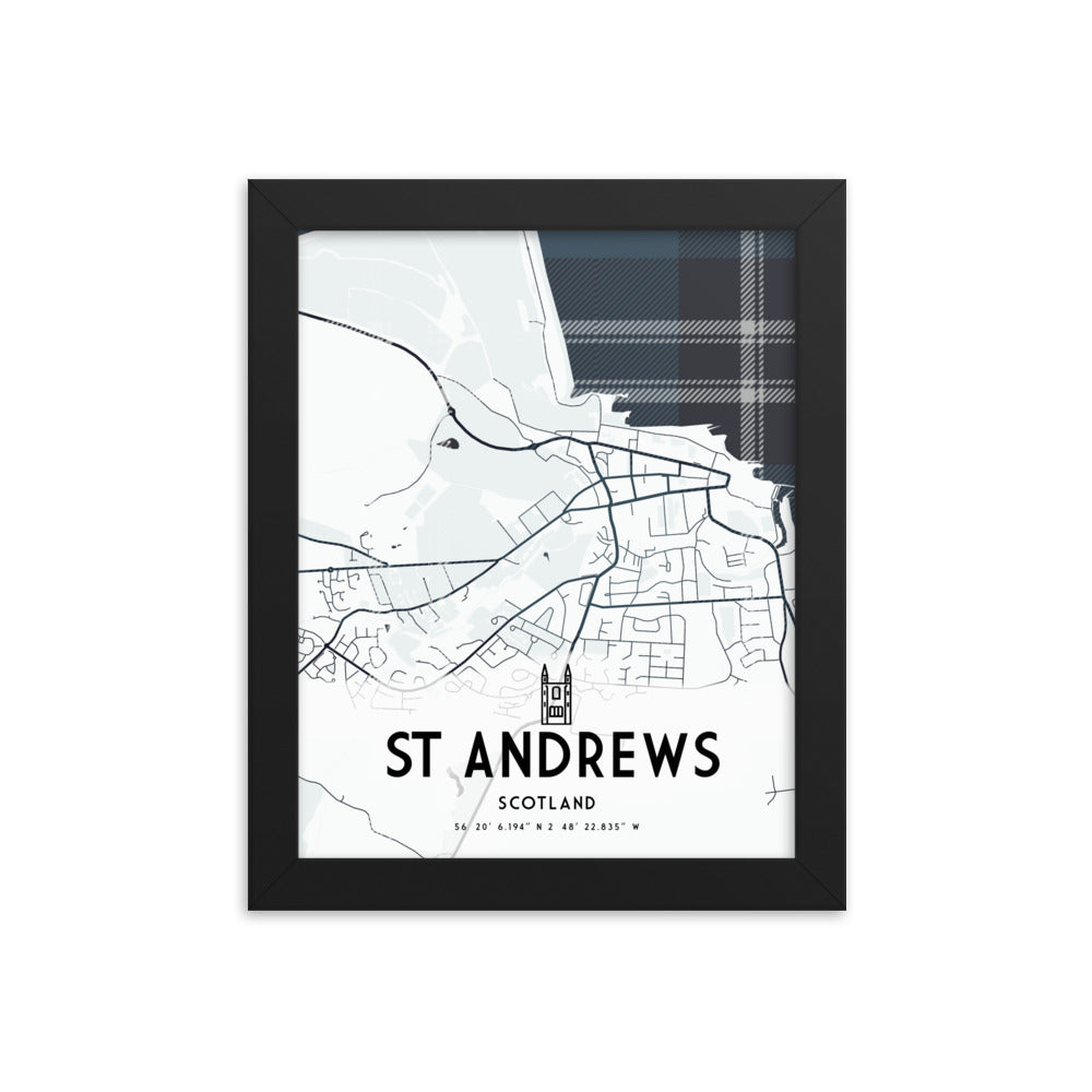 St Andrews Map Framed Print