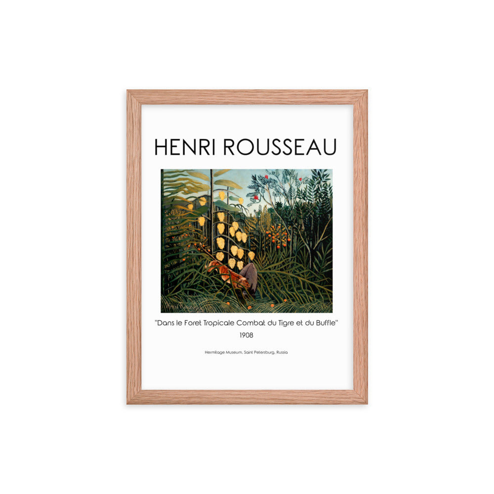 Henri Rousseau - Tropical Forest: Battling Tiger and Buffalo Framed Print