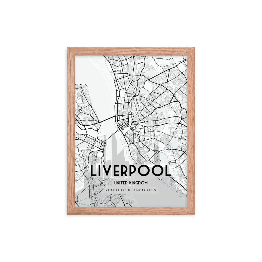 Liverpool Map Framed Print