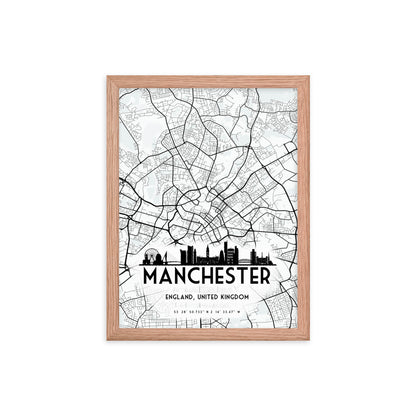 Manchester Map Framed Print