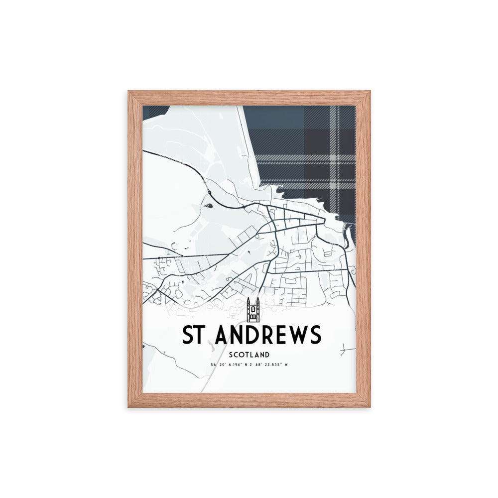 St Andrews Map Framed Print