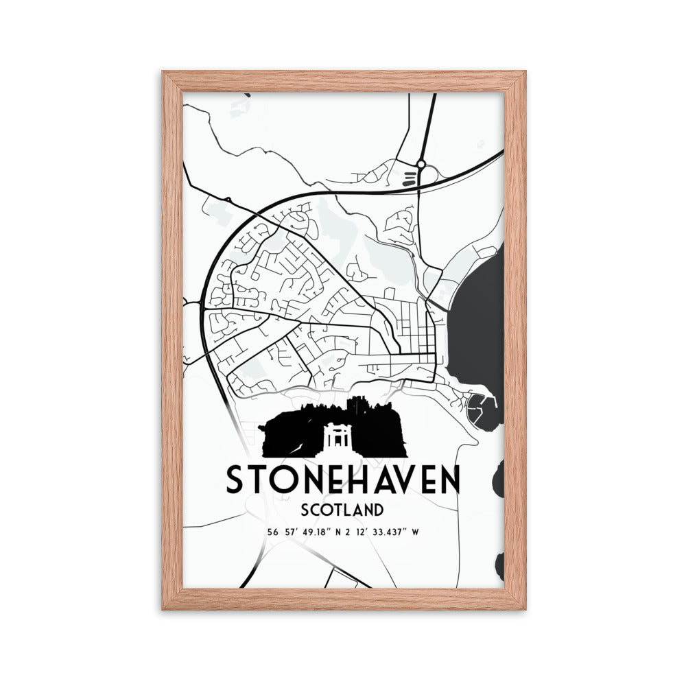 Stonehaven Map Framed Print