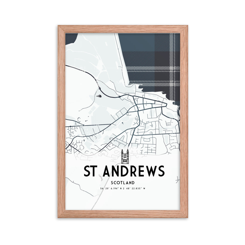 St Andrews Map Framed Print