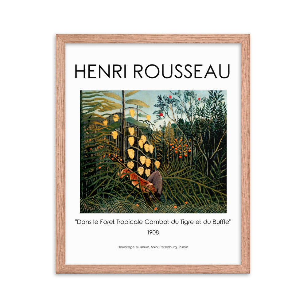 Henri Rousseau - Tropical Forest: Battling Tiger and Buffalo Framed Print