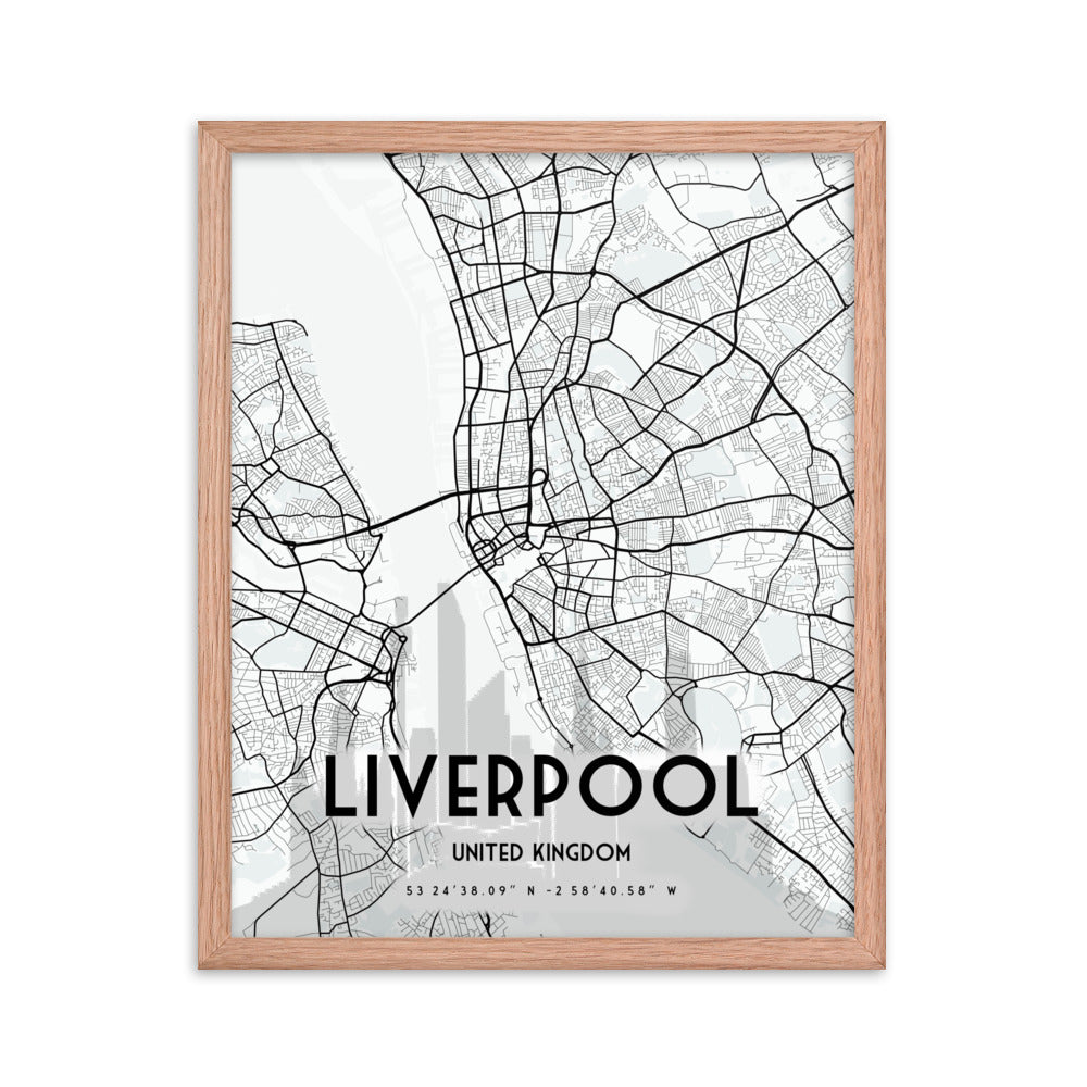 Liverpool Map Framed Print