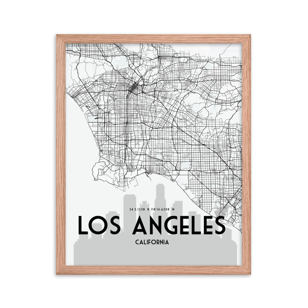 Los Angeles Map Framed Print