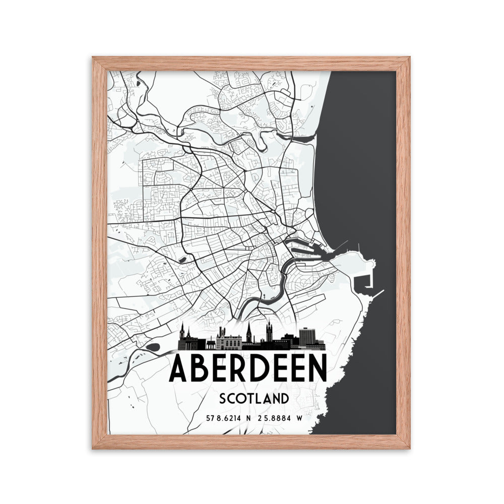 Aberdeen Map Framed Print