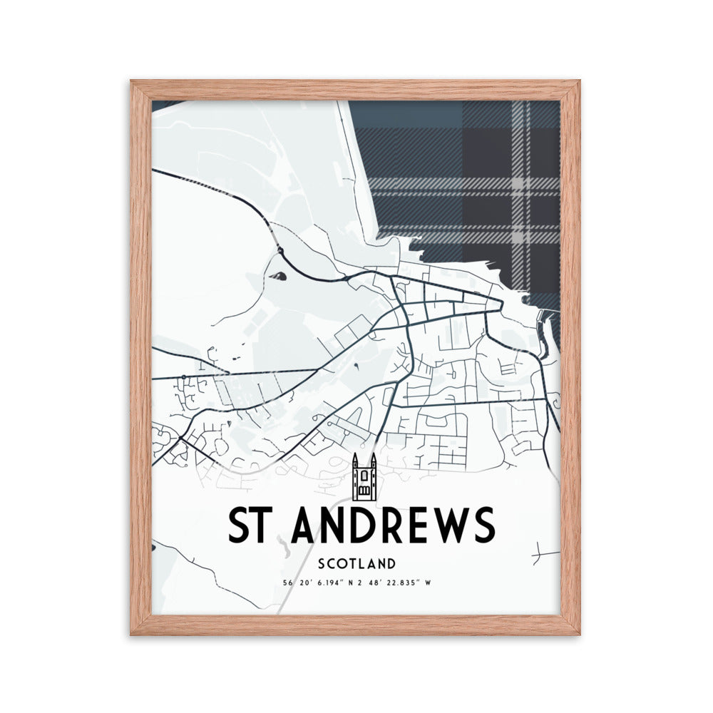 St Andrews Map Framed Print