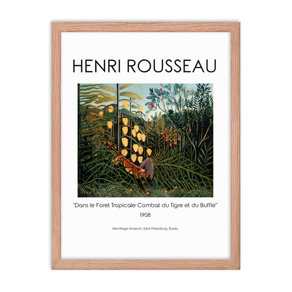 Henri Rousseau - Tropical Forest: Battling Tiger and Buffalo Framed Print