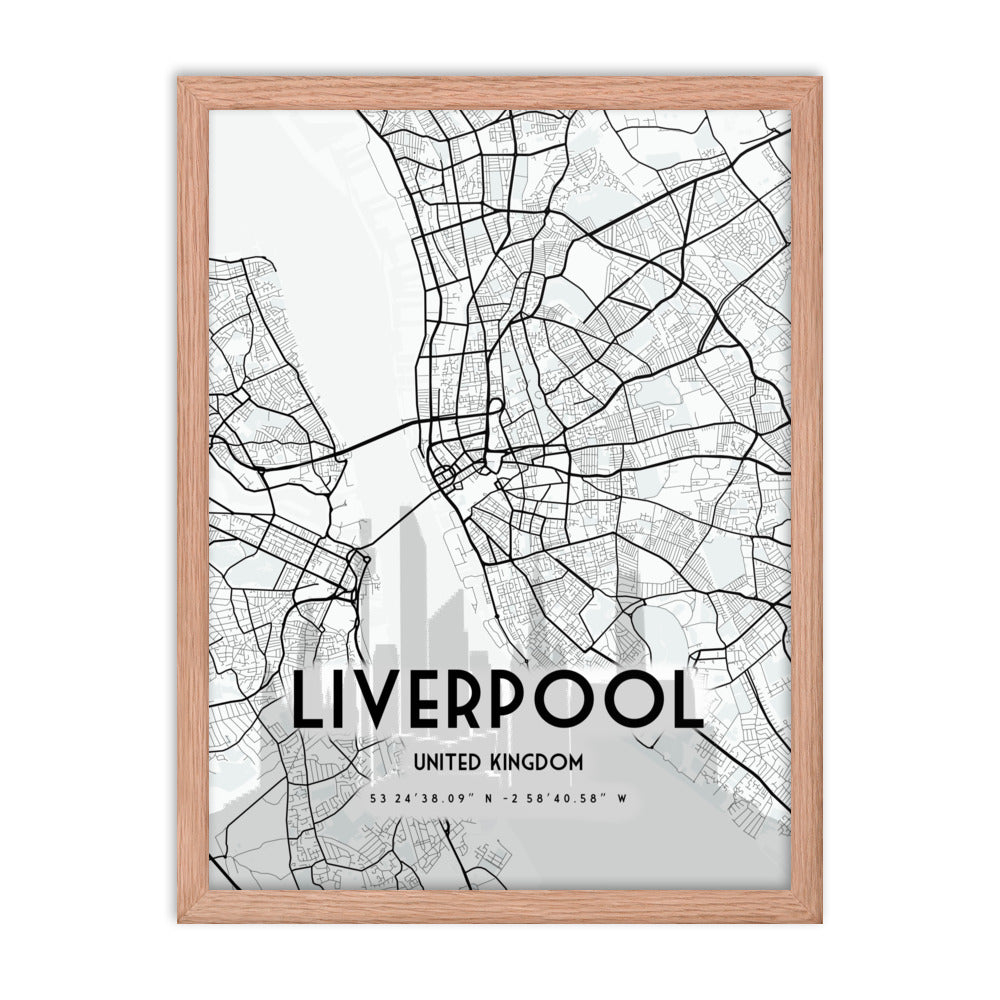 Liverpool Map Framed Print