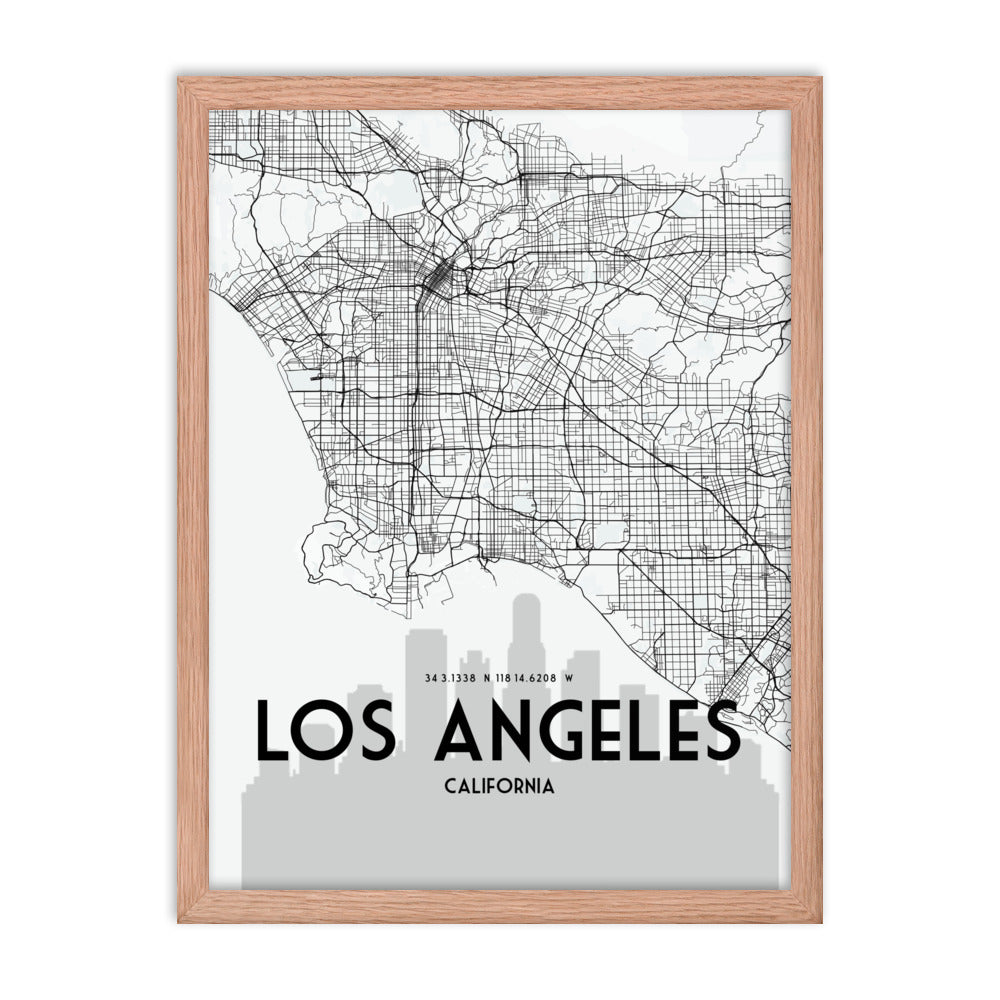 Los Angeles Map Framed Print