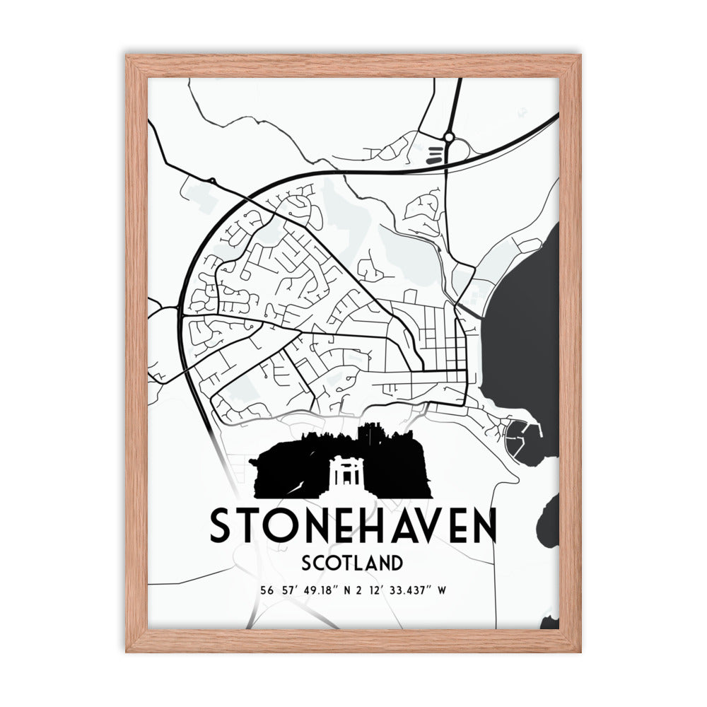 Stonehaven Map Framed Print