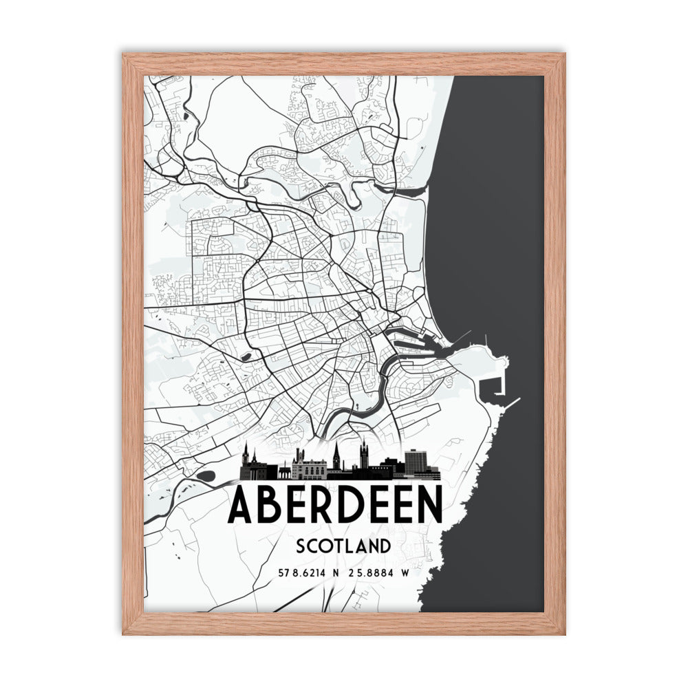 Aberdeen Map Framed Print