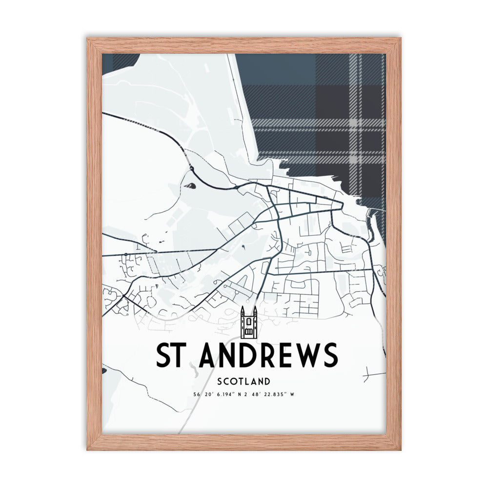 St Andrews Map Framed Print