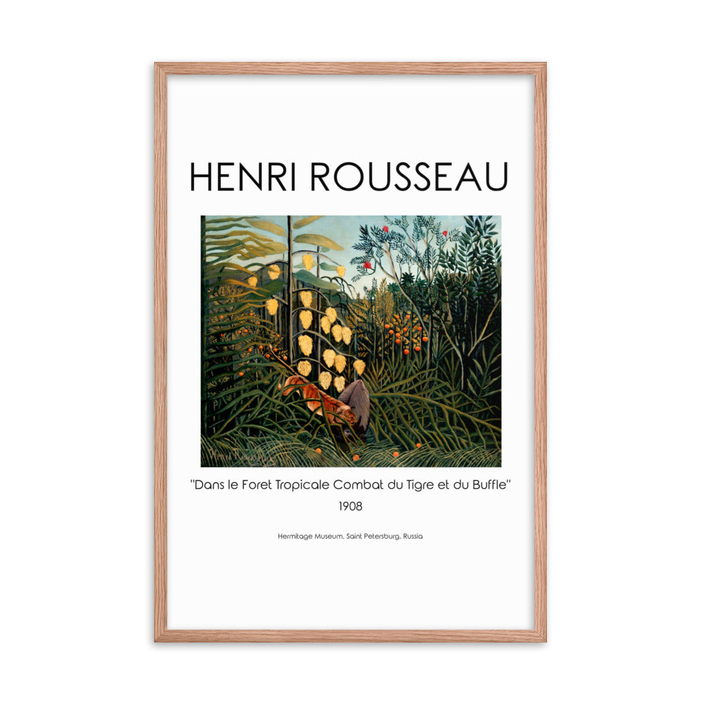 Henri Rousseau - Tropical Forest: Battling Tiger and Buffalo Framed Print