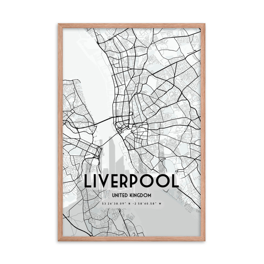 Liverpool Map Framed Print