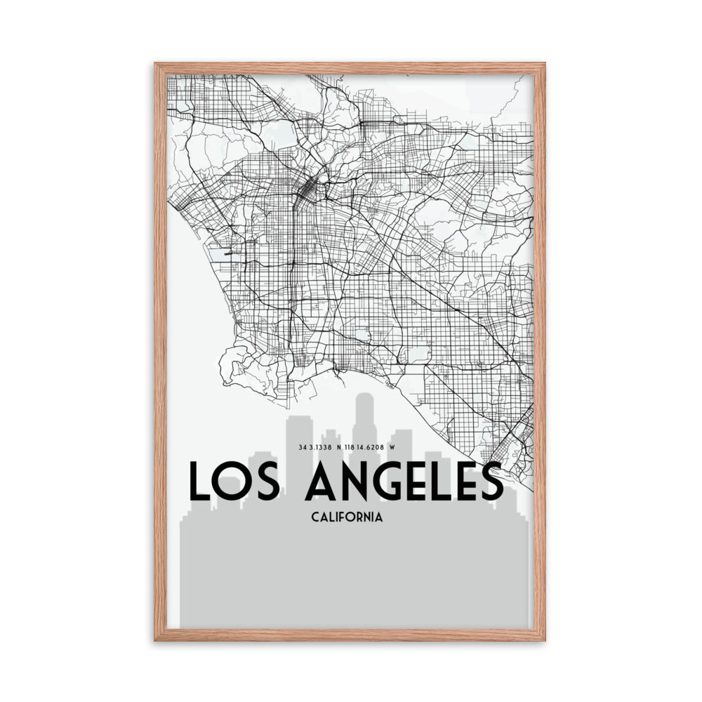 Los Angeles Map Framed Print